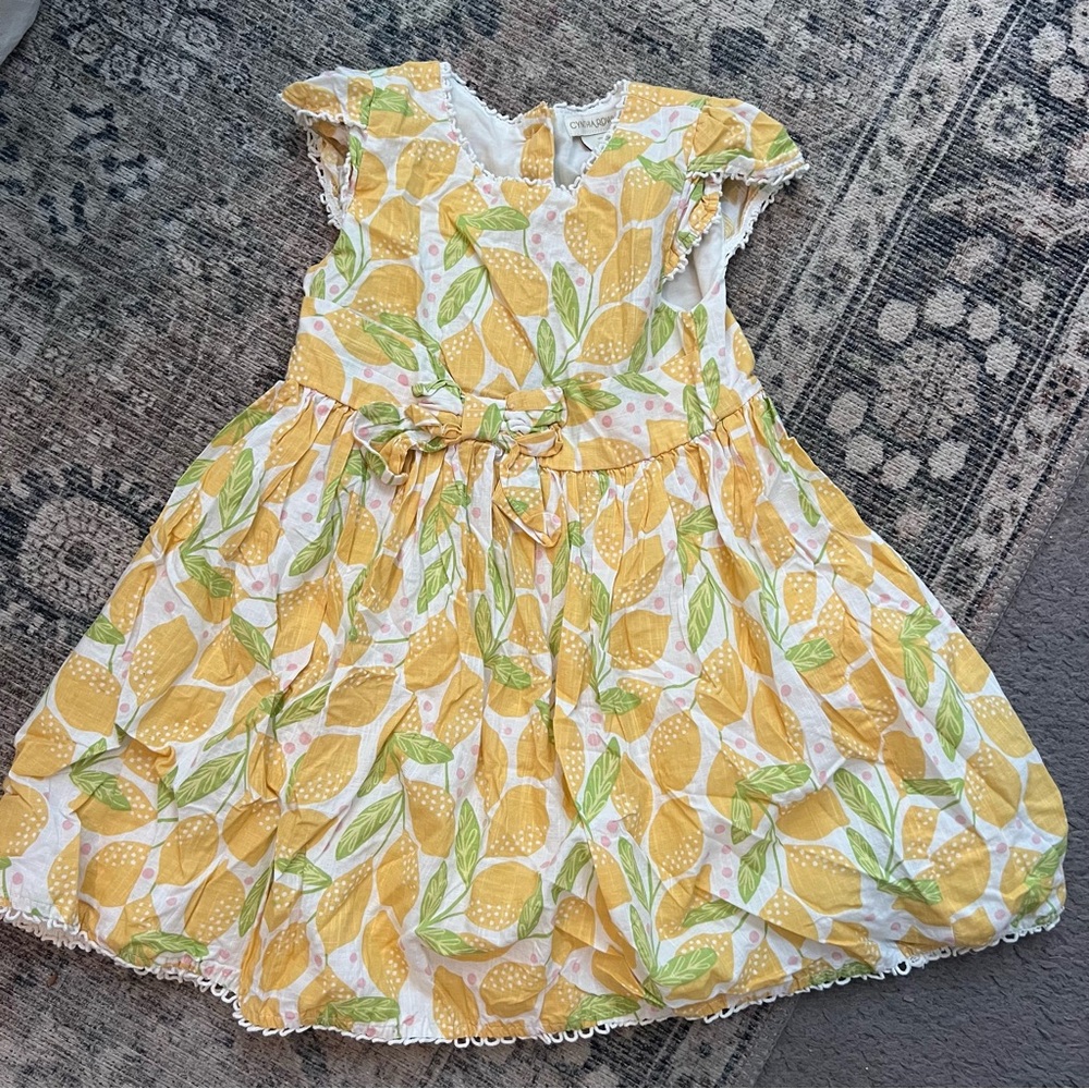 Yellow lemon dress with bow and full skirt, perfect for Spring 5T toddler Dress
